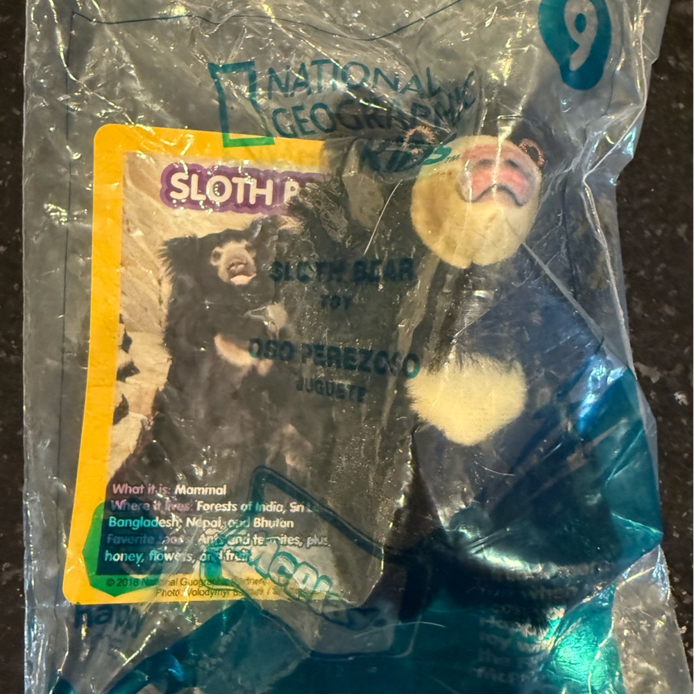 McDonald's National Geographic Sloth Bear Toy - Happy Meal
